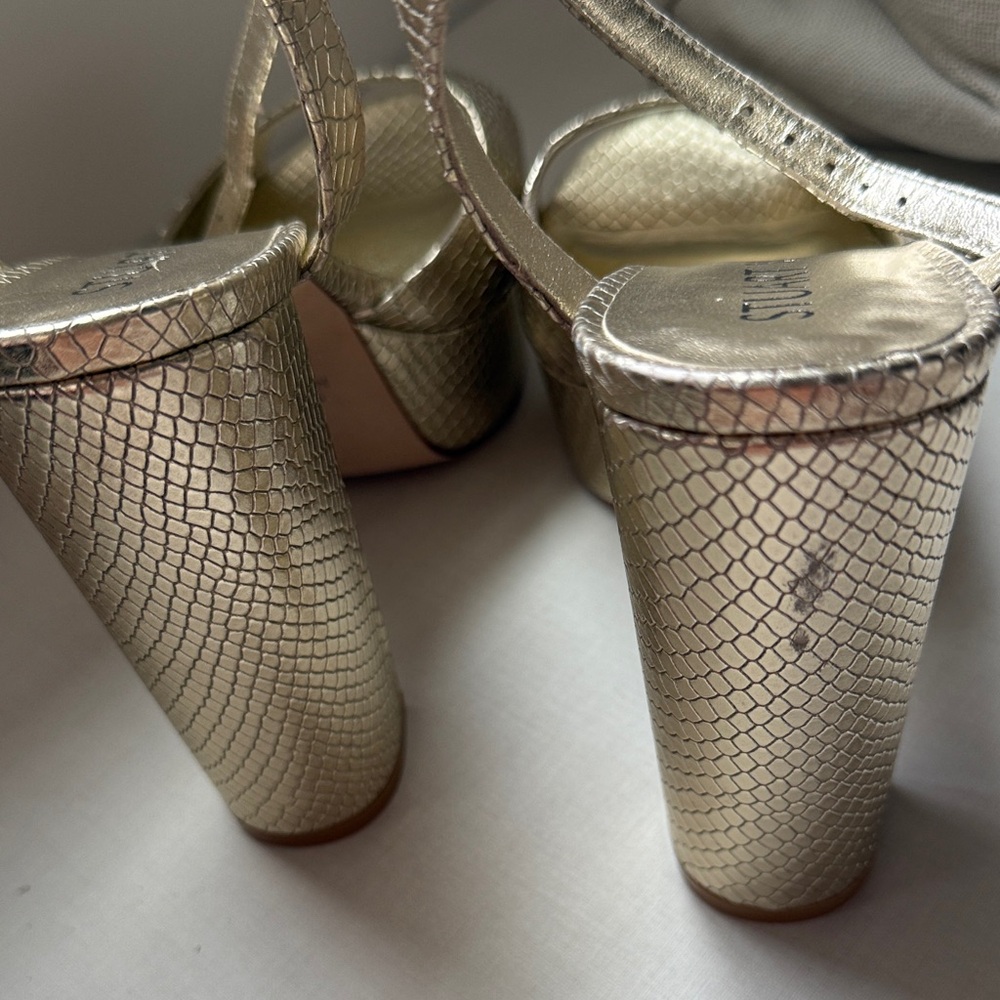 Stuart Weitzman Metallic Gold Platform Heels - Picture 5 of 5